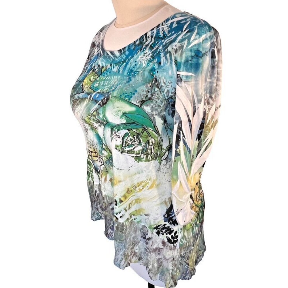 Style & Co - Women's L Tunic Top Lace Hem Sublimation Floral Animal Print - Picture 4 of 11
